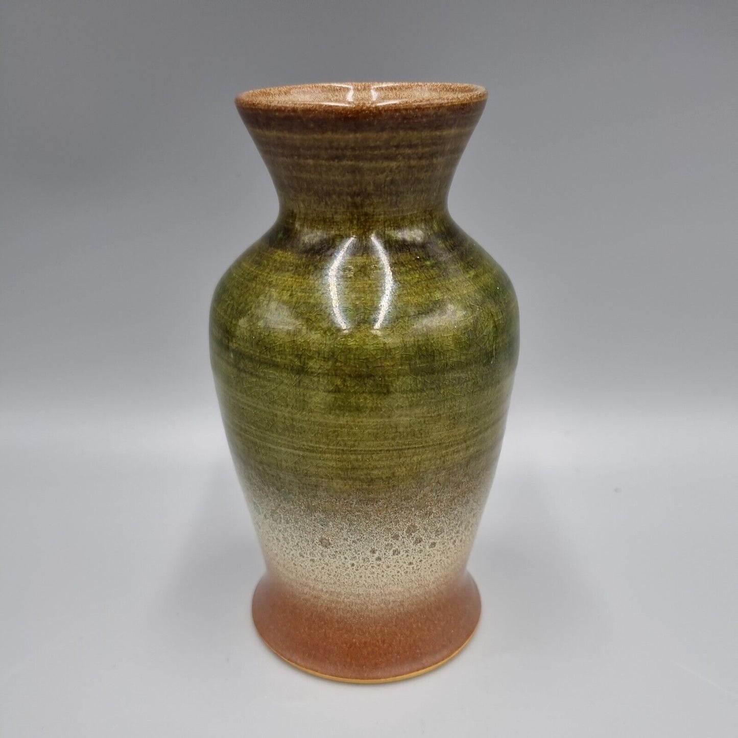 Studio Pottery By Mick Dixon Of Bartley Heath, Colour Banded Vase, Incised Base