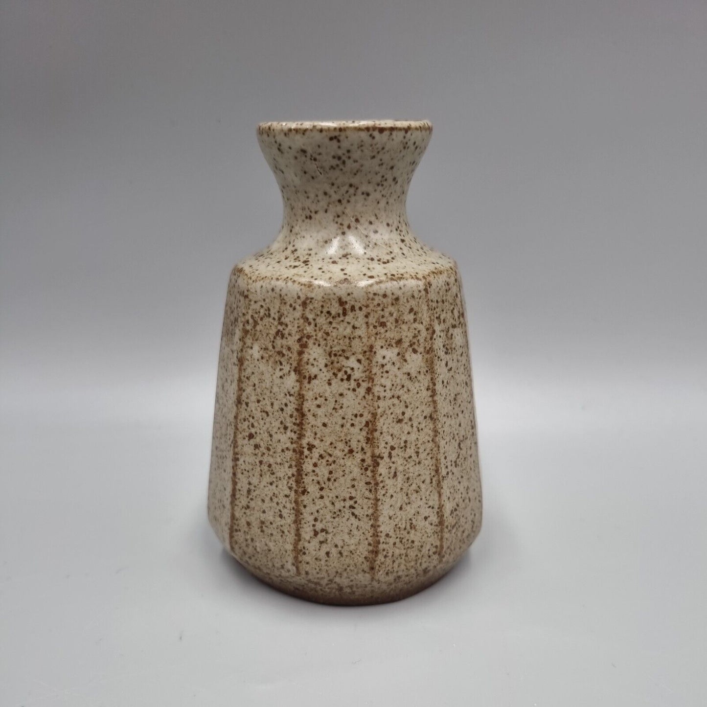 A Carved Conical Studio Pottery Posy / Bud Vase, Impressed Mark To Base, VGC.