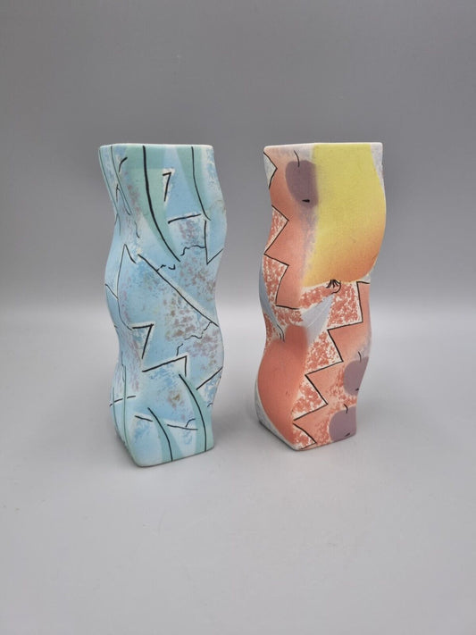 A Pair Of Vanessa Tuck Studio Pottery Vases, Signed, Matte Finish.