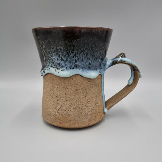 Pint Tankard Studio Pottery with heavy drip glaze. Makers mark to the base.