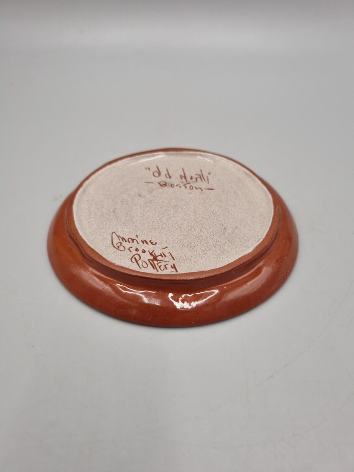 Vintage Maine Studio Pottery Pin Dish of 'Old North Church', Boston, US, Signed