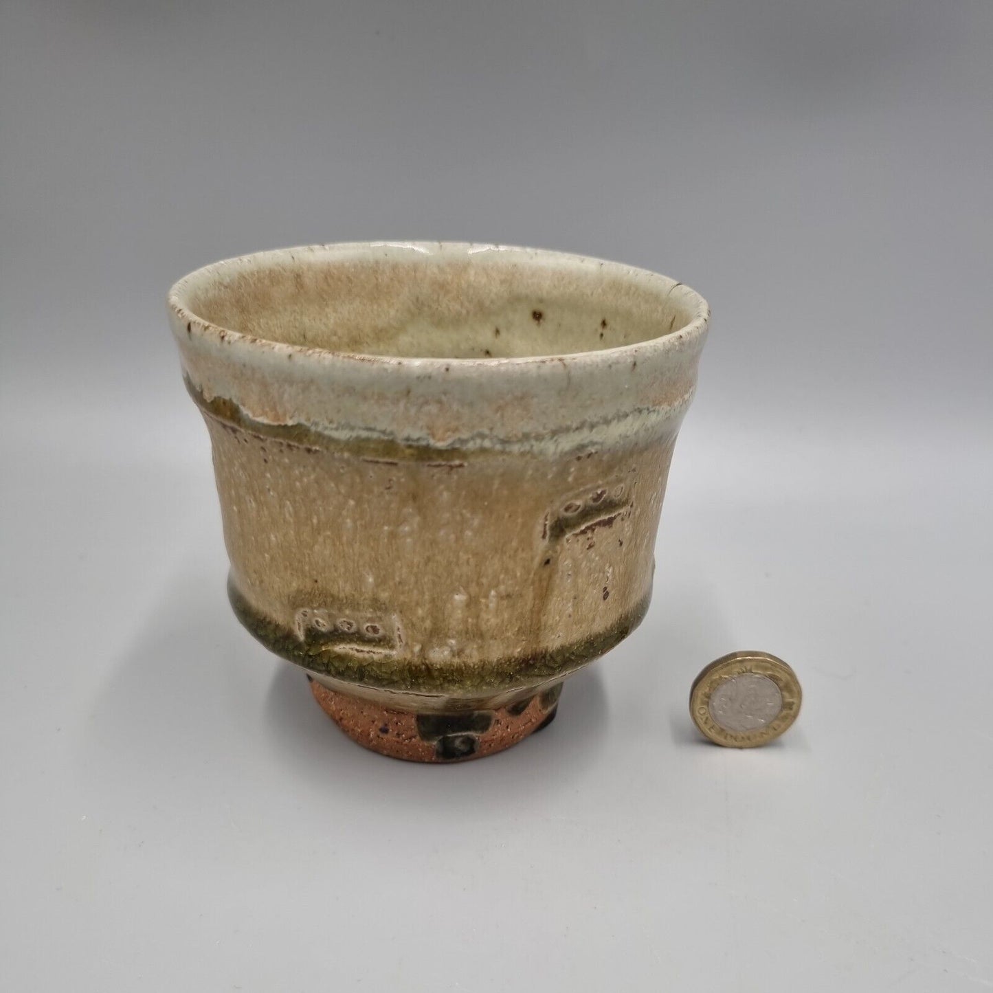 A Phil Rogers Studio Pottery Footed Teacup, Yunemi, Chawen, VGC.