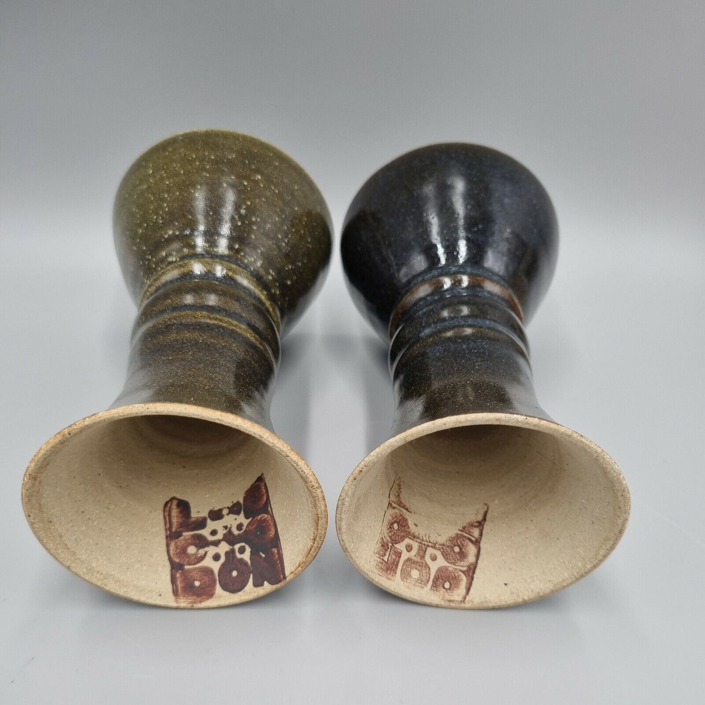 A Pair of Lodden Studio pottery Goblets, H - 15.5cm.