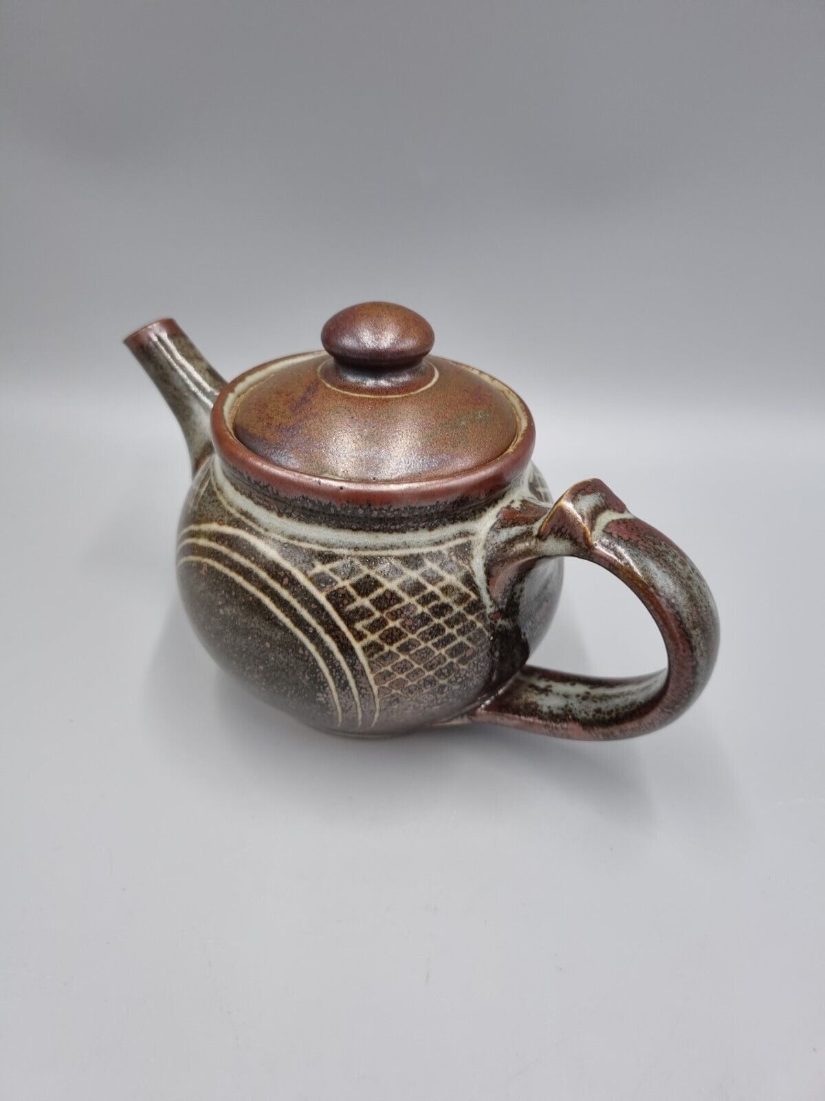 A Small Studio Pottery Teapot, Geometric Decoration By Chris Lewis.