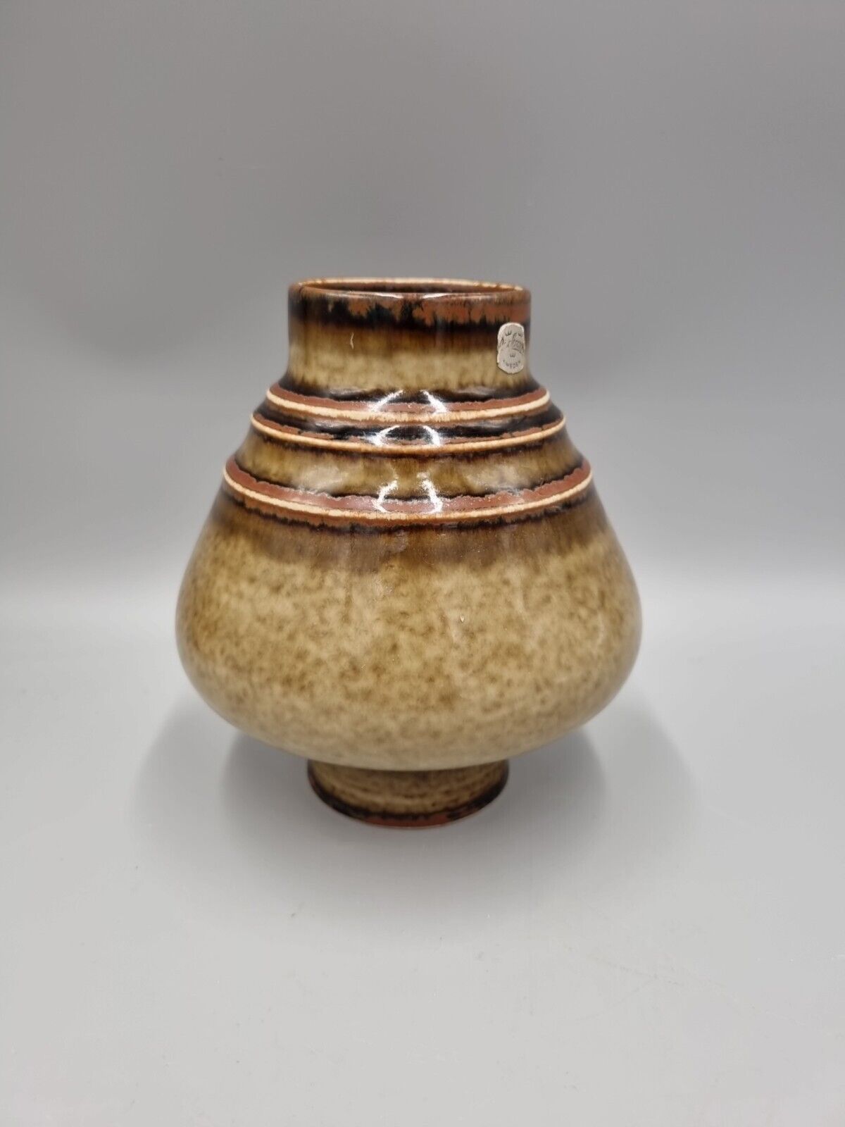 A Rorstrand Studio Pottery Footed Cone Vase By Olle Alberius.