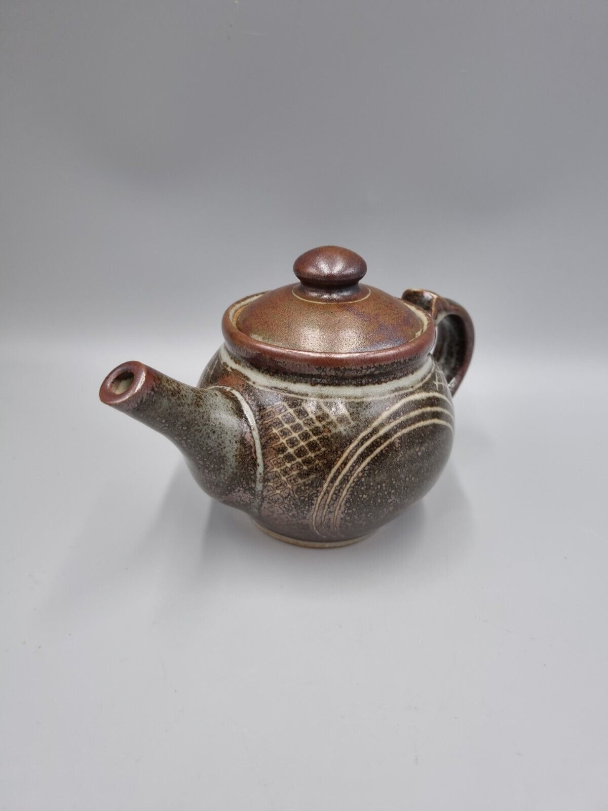 A Small Studio Pottery Teapot, Geometric Decoration By Chris Lewis.