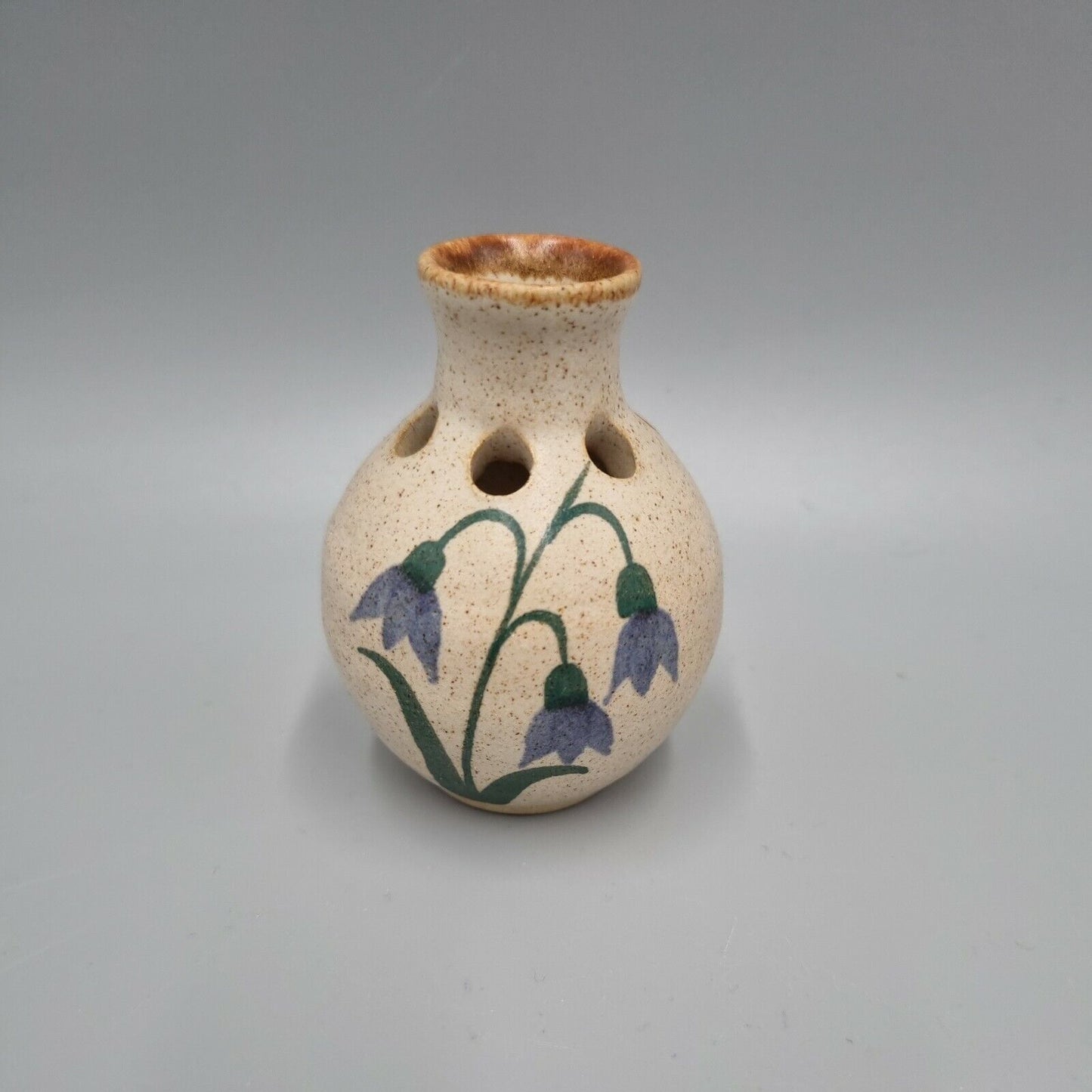 Small Studio Pottery Posy/ Bud Vase, Bluebell decor, Impressed MA Made in Wales