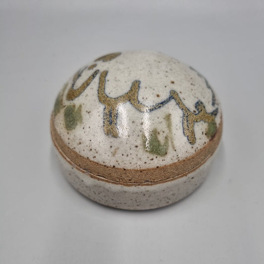 A Vintage Wolfcastle  Studio Pottery Lidded Pot With Sheep Design.