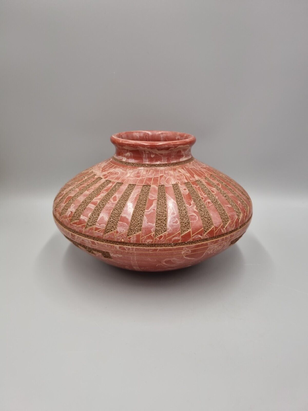 A Nicaraguan Art Pottery Carved Large Earthenware Vase By Paula Gutierrez.