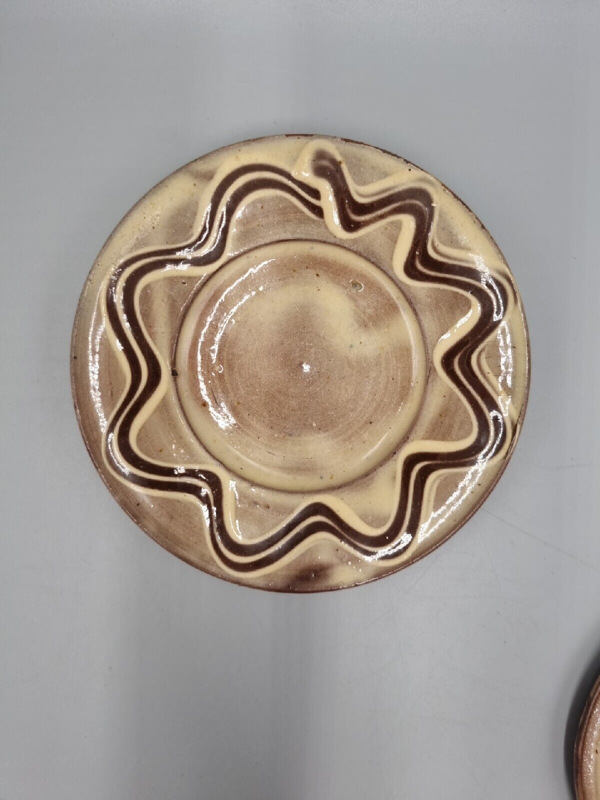 A Winchcombe Studio Pottery Lidded Bowl & Plate By Sid Tustin - chipped.