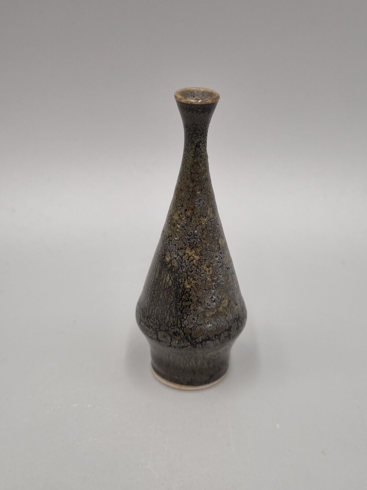 A Hoganas Pottery Swedish Miniature Footed Cone Vase, Scandinavian, MCM.