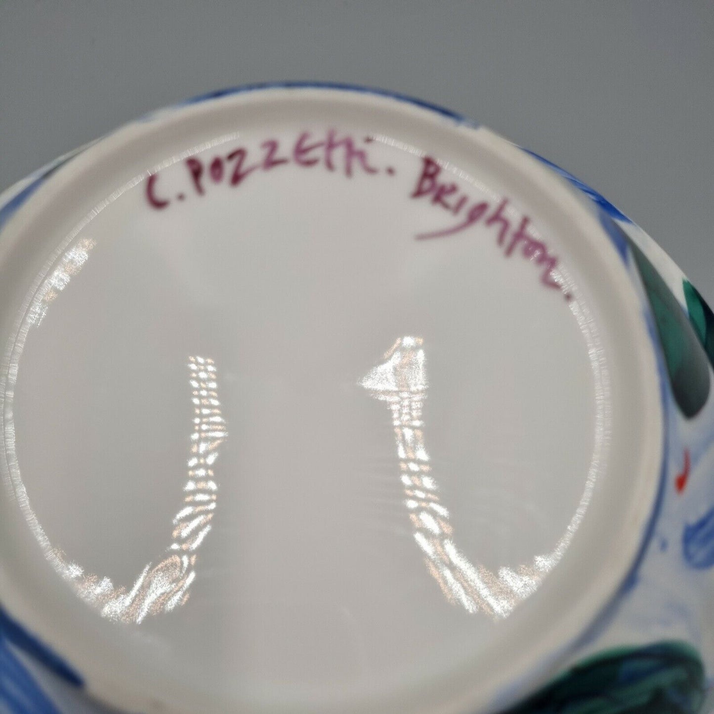 A Studio Pottery Bowl with hand painted fish decoration by C Pozzetti, Brighton.