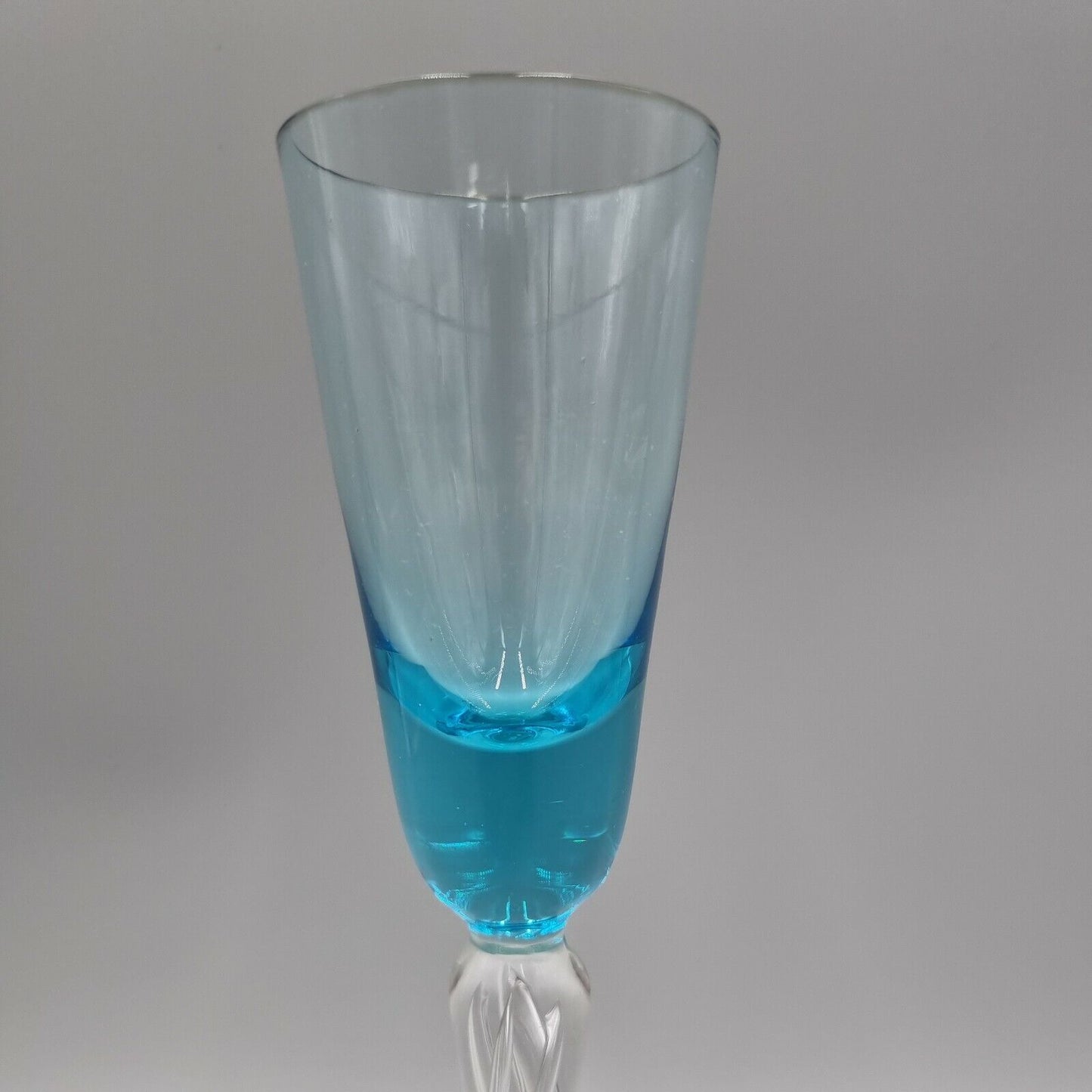 Stuart 'Iona' Air-Twist Ariel Light Blue Glass Cordial / Wine Glass. VGC