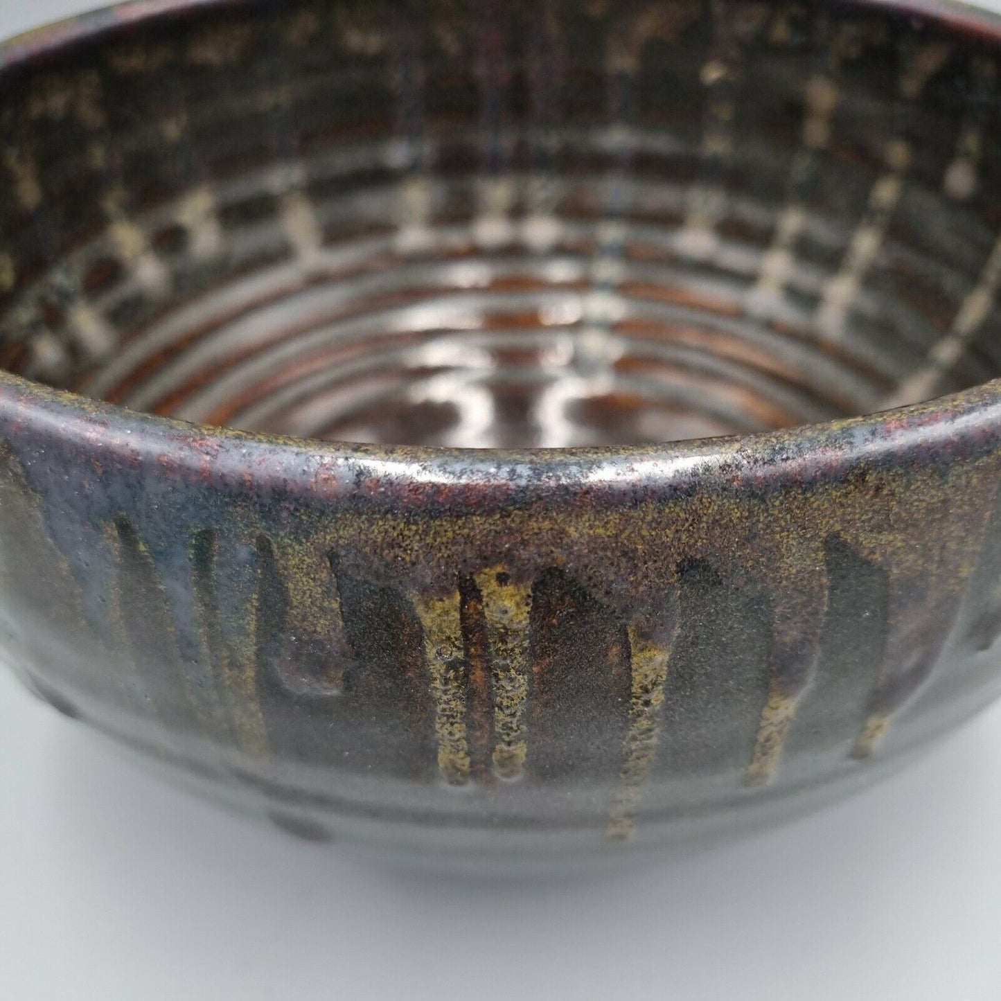 A Large Studio Pottery Drip Glaze Bowl, Unmarked, VGC.