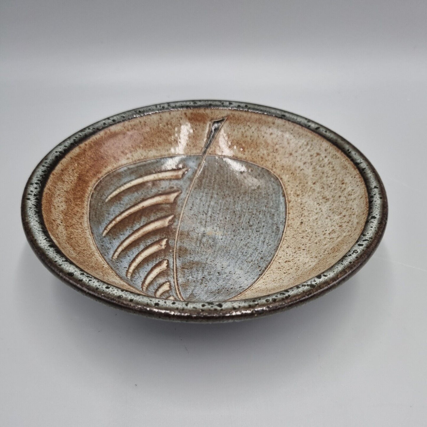 A footed Studio Pottery Hand Decorated Bowl Impressed 'HK', Kathryn Hearn? VGC