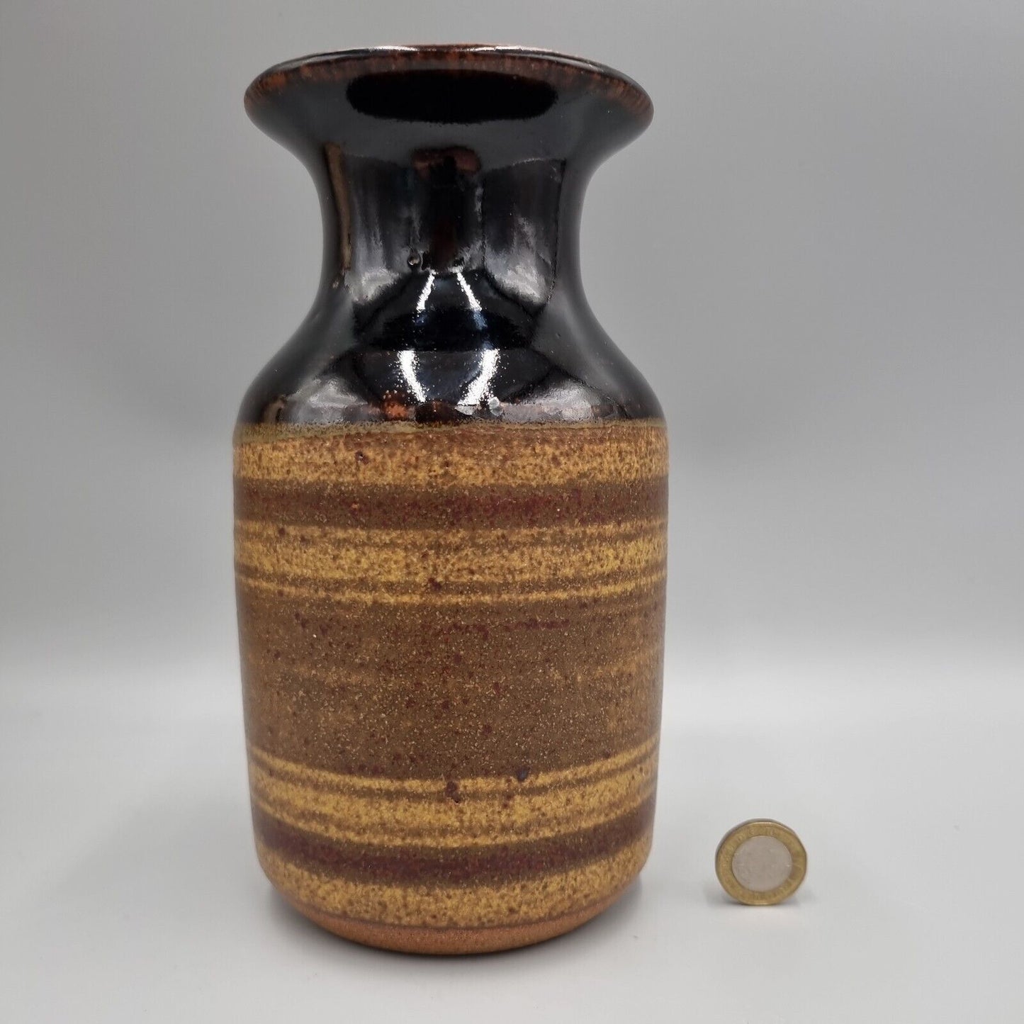 A Peter Lane Studio Pottery Cylinder Vase, Incised Signature, VGC.