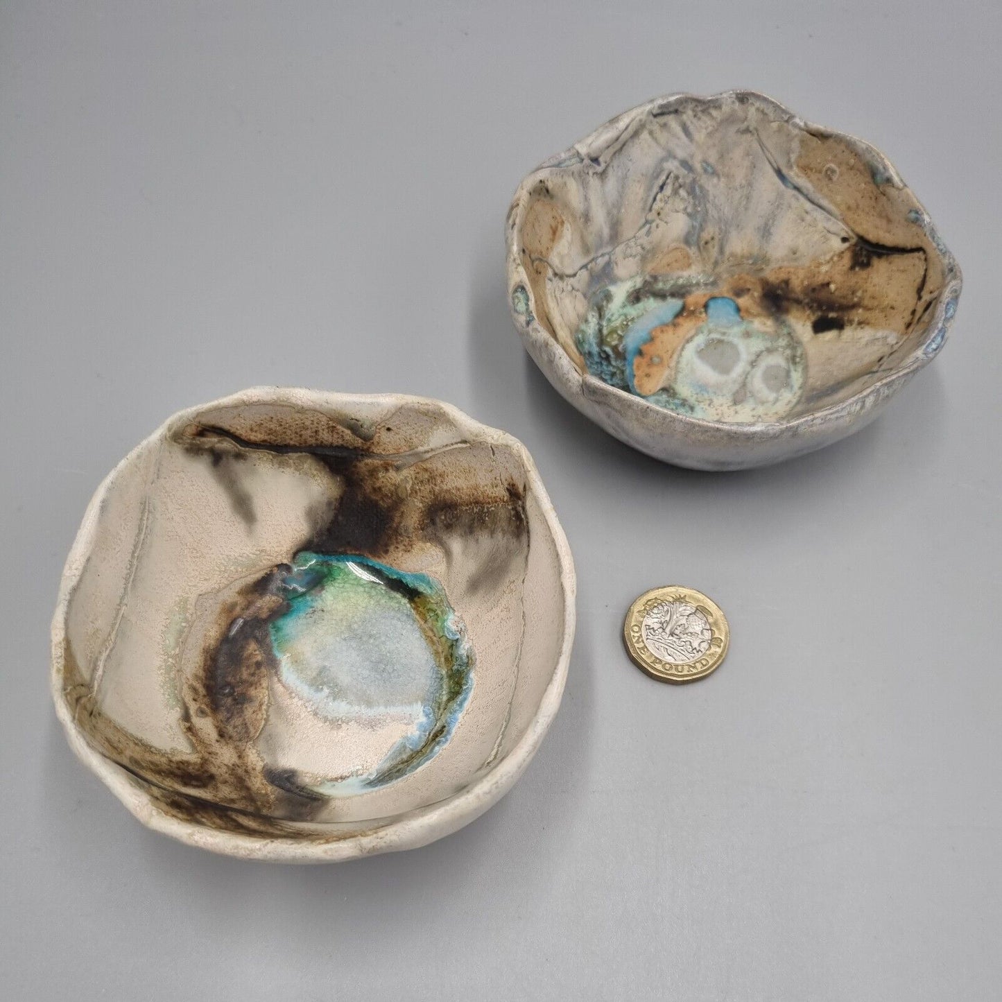 A Pair Of Studio Pottery Ceramic Sml Bowls By Amanda Murphy, Clashmore, Ireland.