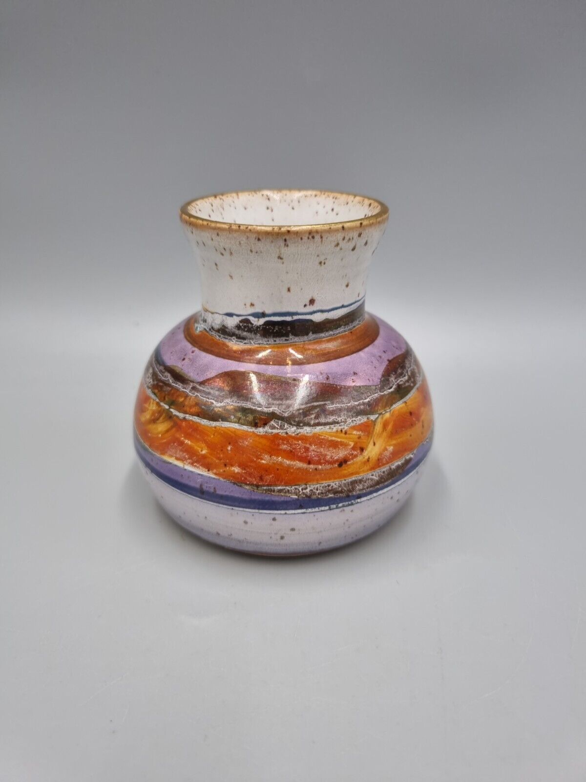 A Studio Pottery Bulb Lustre Vase Signed To Base.