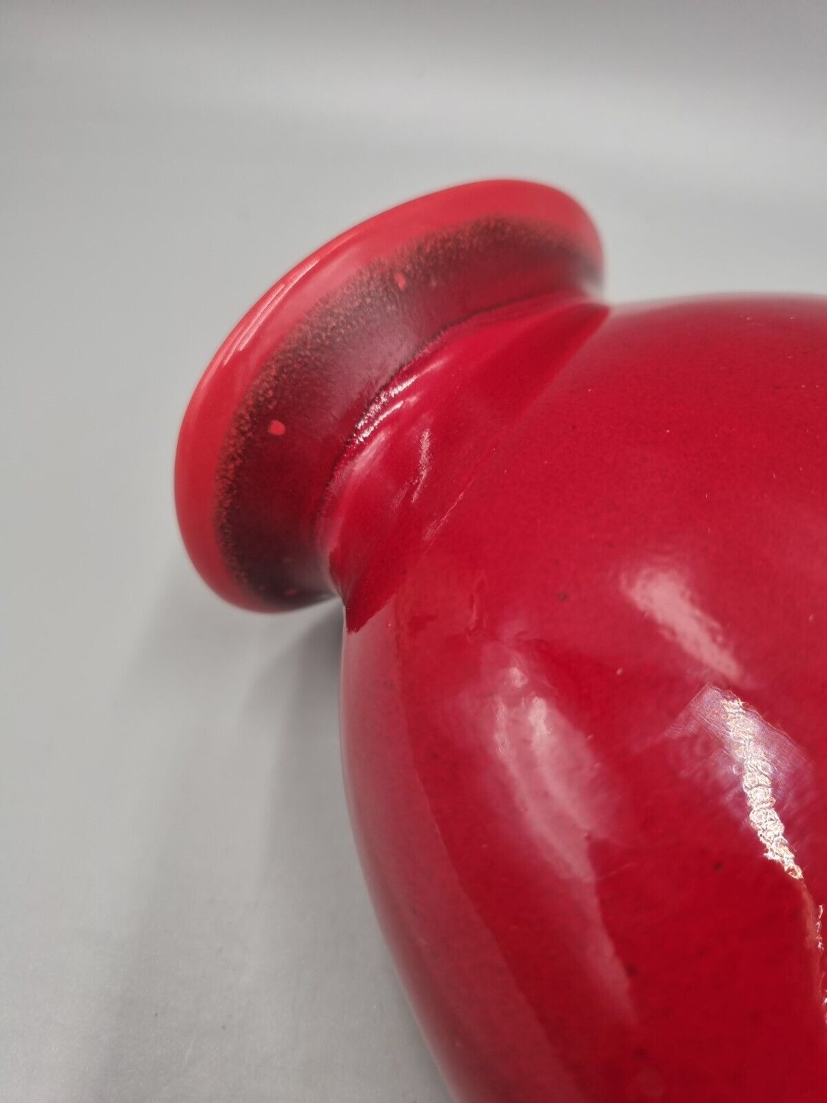 A Vintage Studio Pottery Red Ovoid Vase By Barbara Eigen, US Potter.