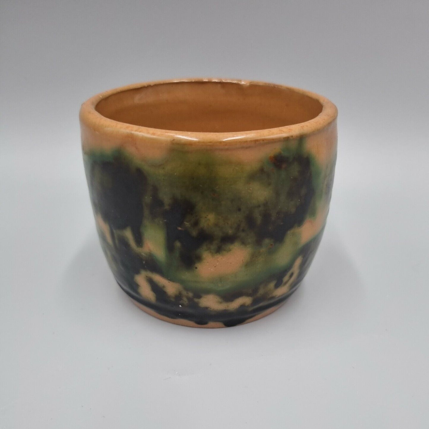 A Small Decorated Studio Pottery Cylinder Bowl, Abstract. VGC.