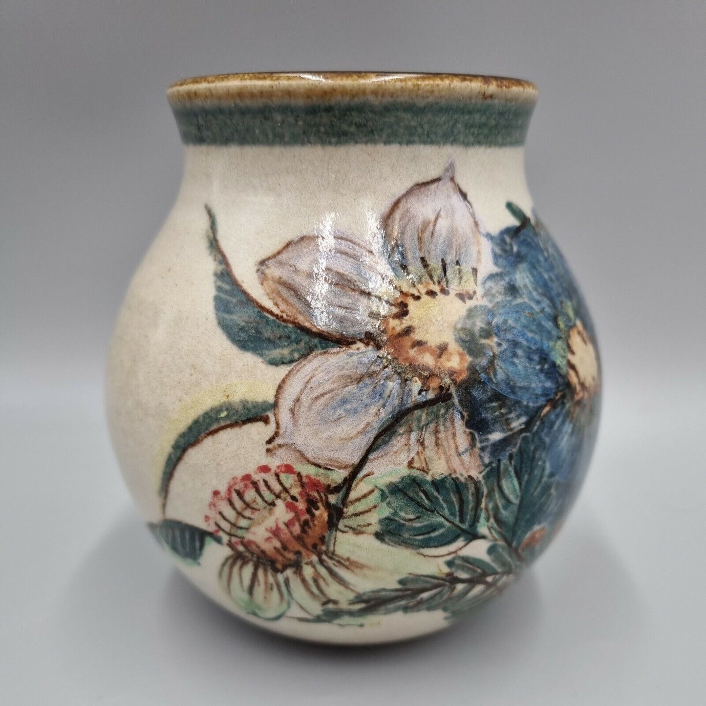 A John Green Cheesman Pottery, Stoneware Floral Bulb Vase, VGC.