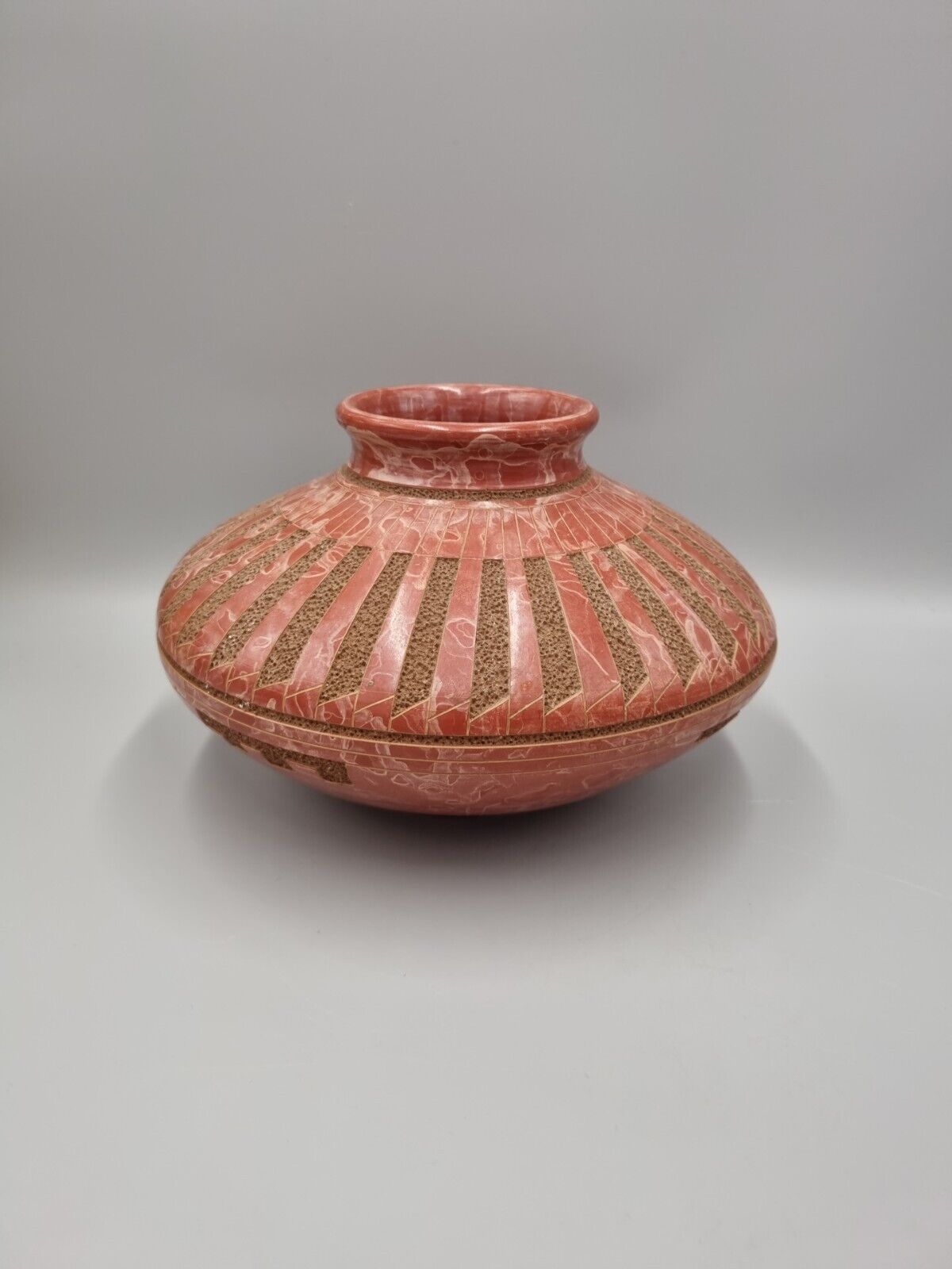 A Nicaraguan Art Pottery Carved Large Earthenware Vase By Paula Gutierrez.