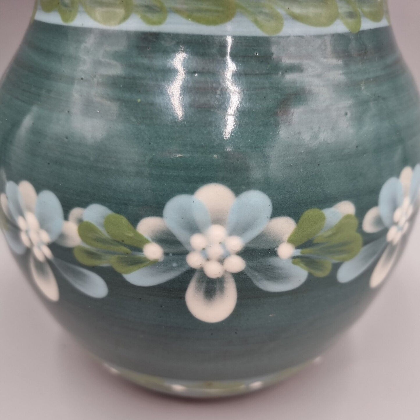 A Vintage Haseley Manor Vase Earthenware Slip Glazed Flowers Studio Pottery