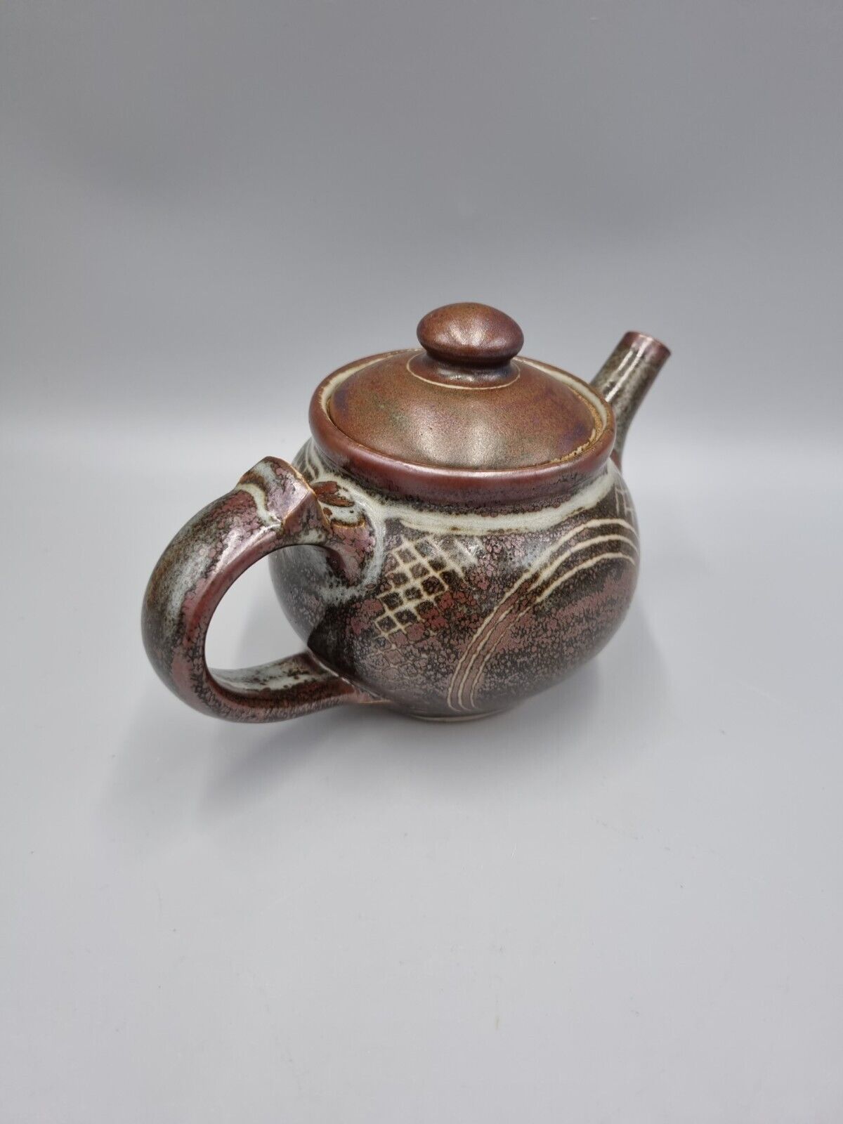 A Small Studio Pottery Teapot, Geometric Decoration By Chris Lewis.