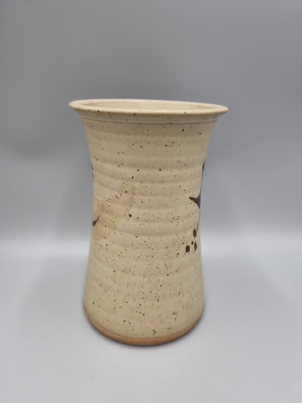 A Tall Waisted Studio Pottery Cylinder Vase, Impressed Makers Mark.