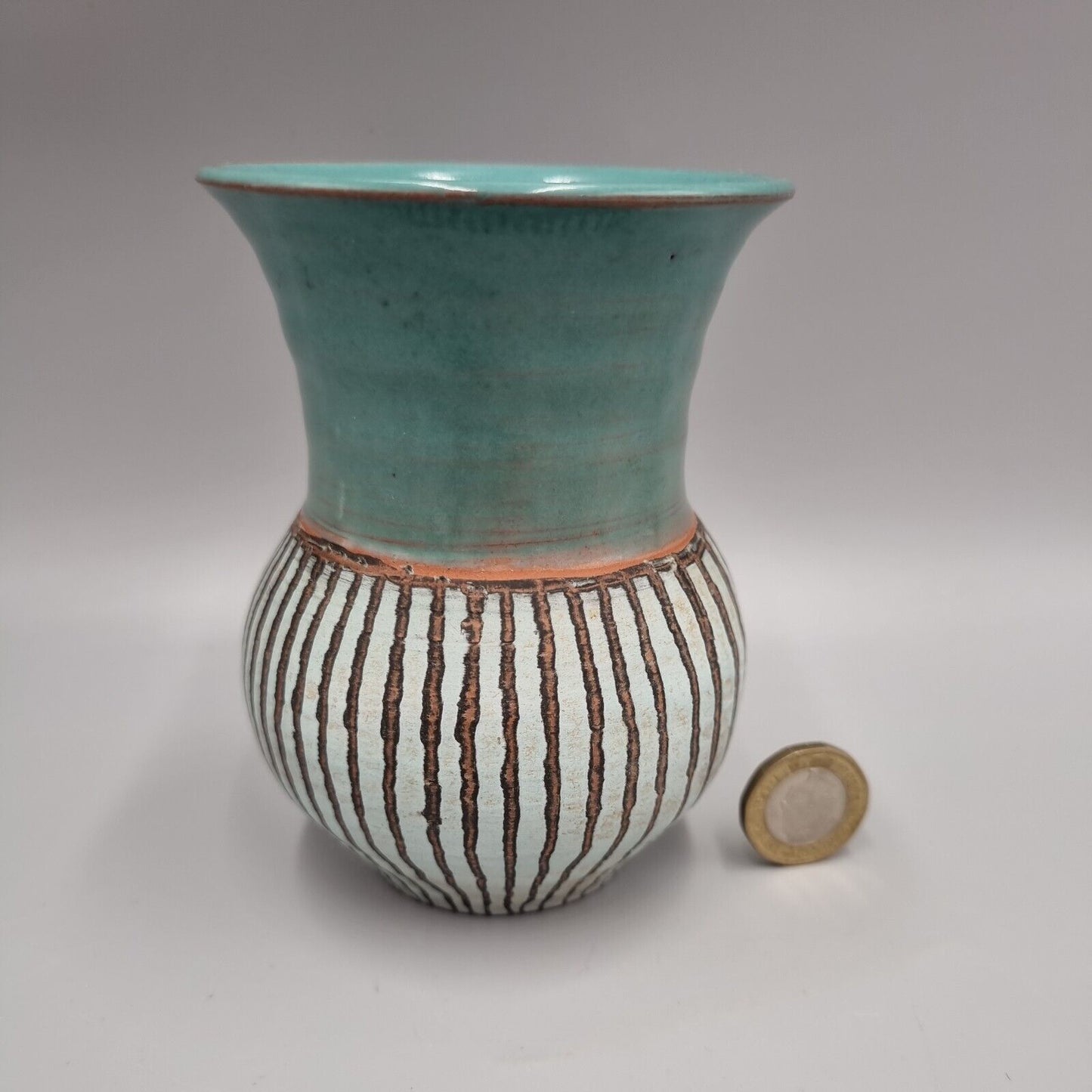 A Jackie Walton Studio Pottery Vase with Flared Mouth, Incised To Base.