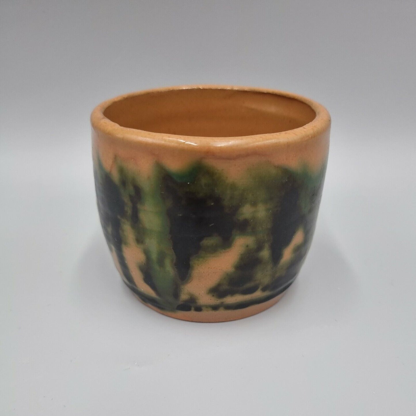 A Small Decorated Studio Pottery Cylinder Bowl, Abstract. VGC.