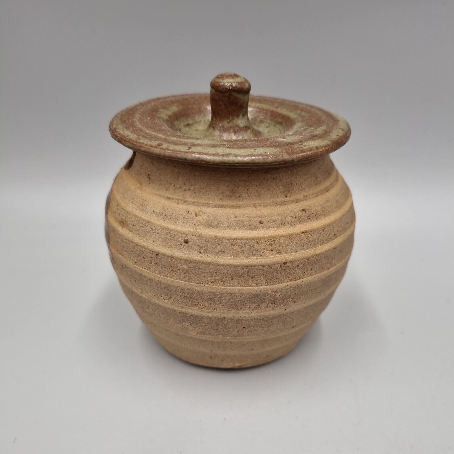 An Alan Brough Studio Pottery Lidded Condiment Pot. Leach Pottery Connection.