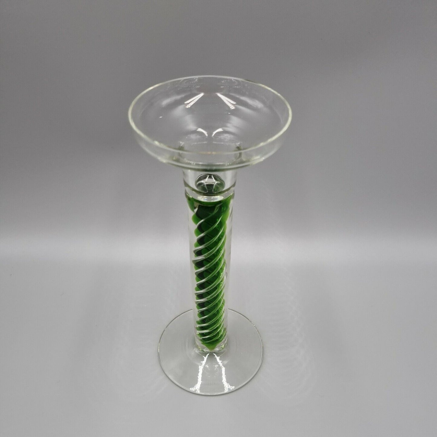 A Villeroy & Boch 'TOSCA' Green Spiral Glass - Tall Candle Stick Holder H - 22cm