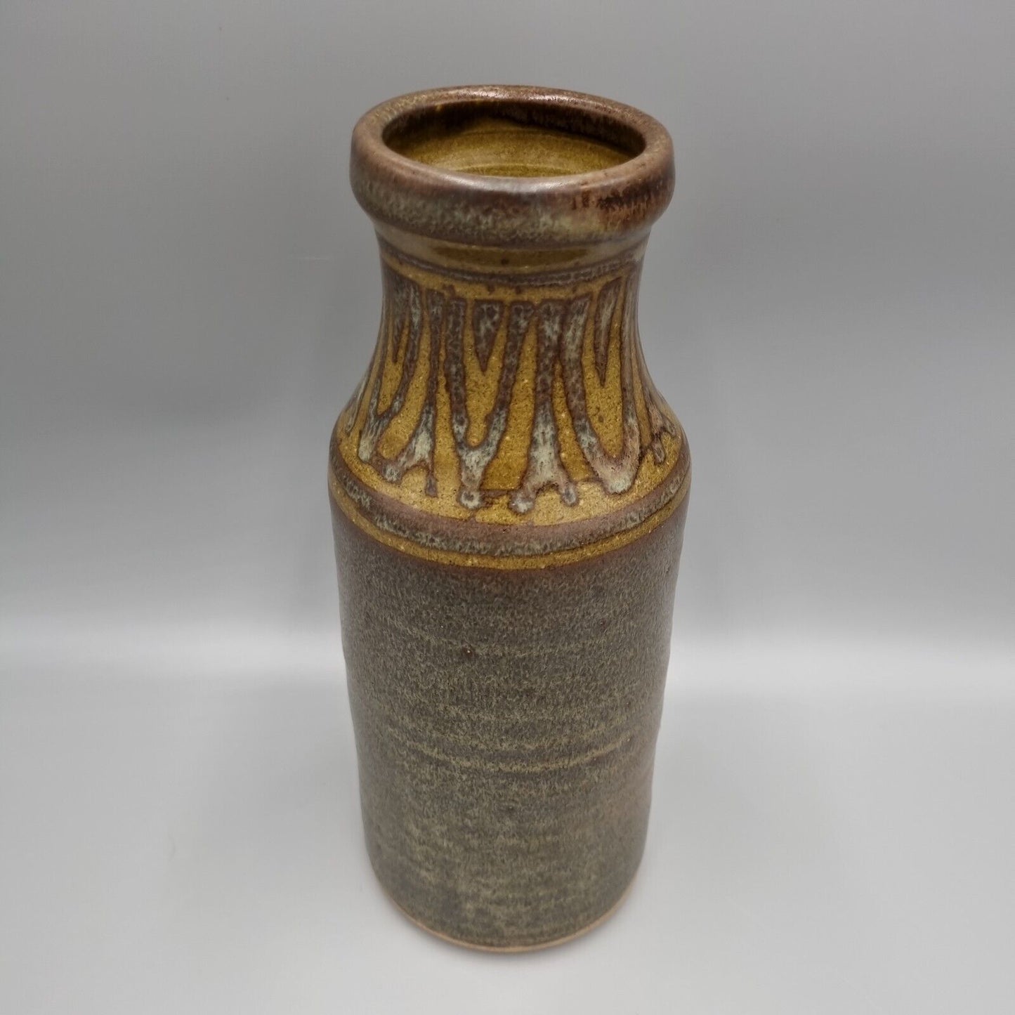 A Tall Glazed Studio Pottery Bottle Vase, VGC, Impressed Makers Mark.