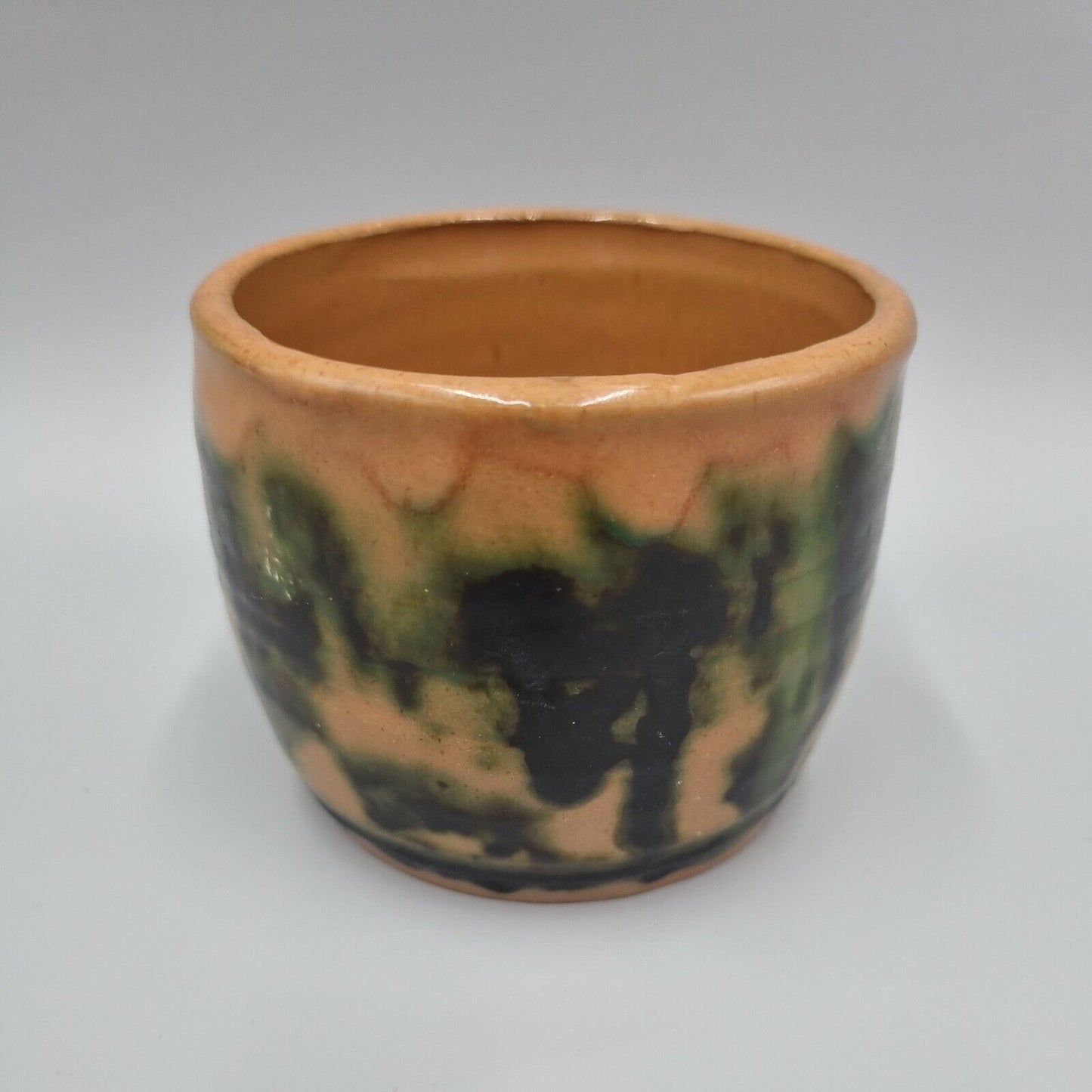 A Small Decorated Studio Pottery Cylinder Bowl, Abstract. VGC.