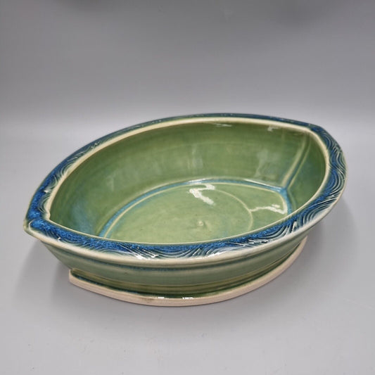 An Arwyn Jones Contemporary Studio Pottery Oval Dish.