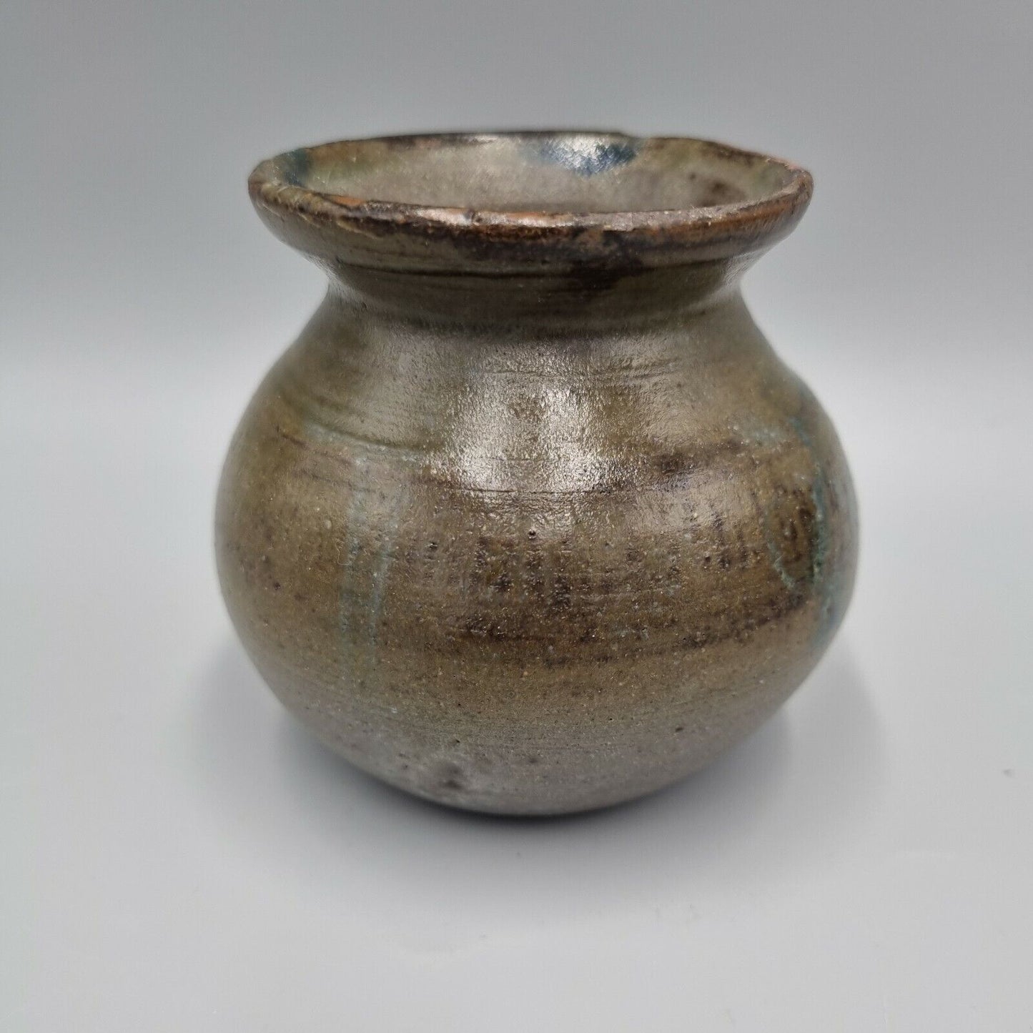 Small Studio Pottery Waisted Posy Vase, Incised Makers Mark 'PK'.