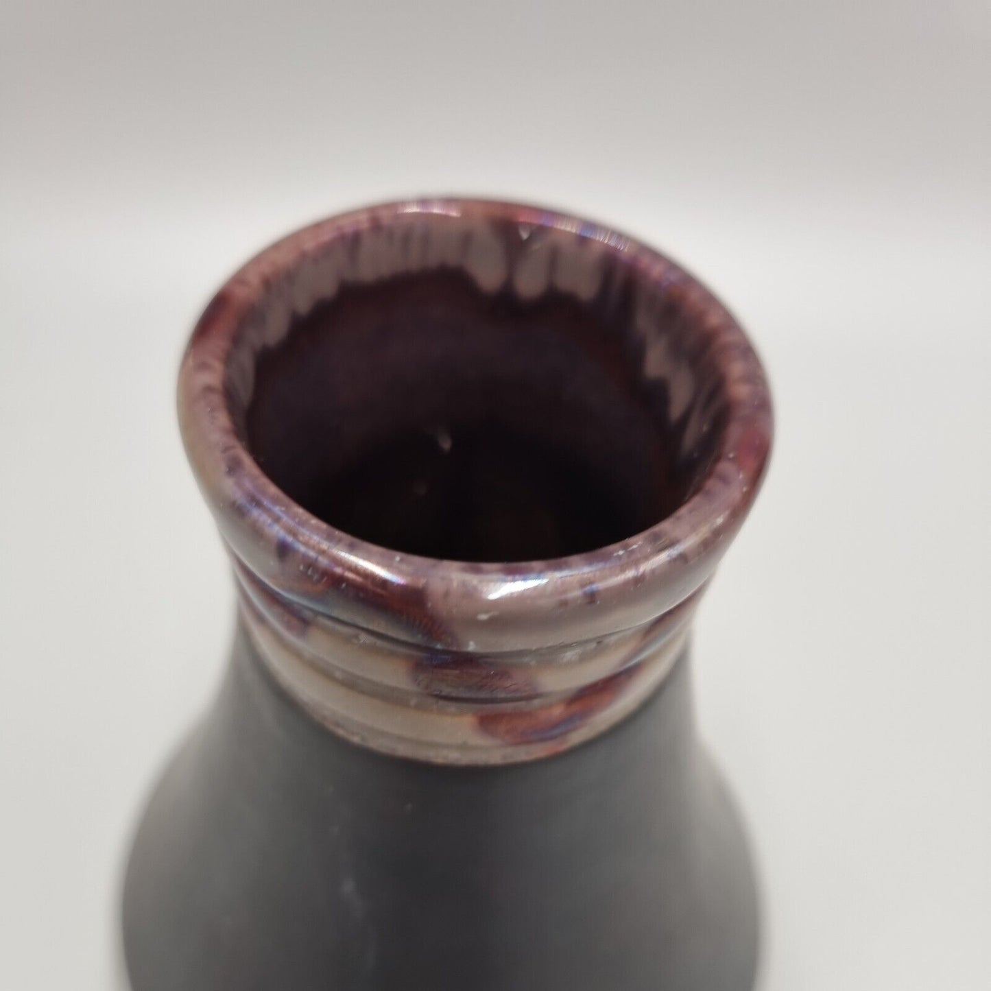 A Black Studio Pottery Conical Vase, Ampersand & Mark To The Base.