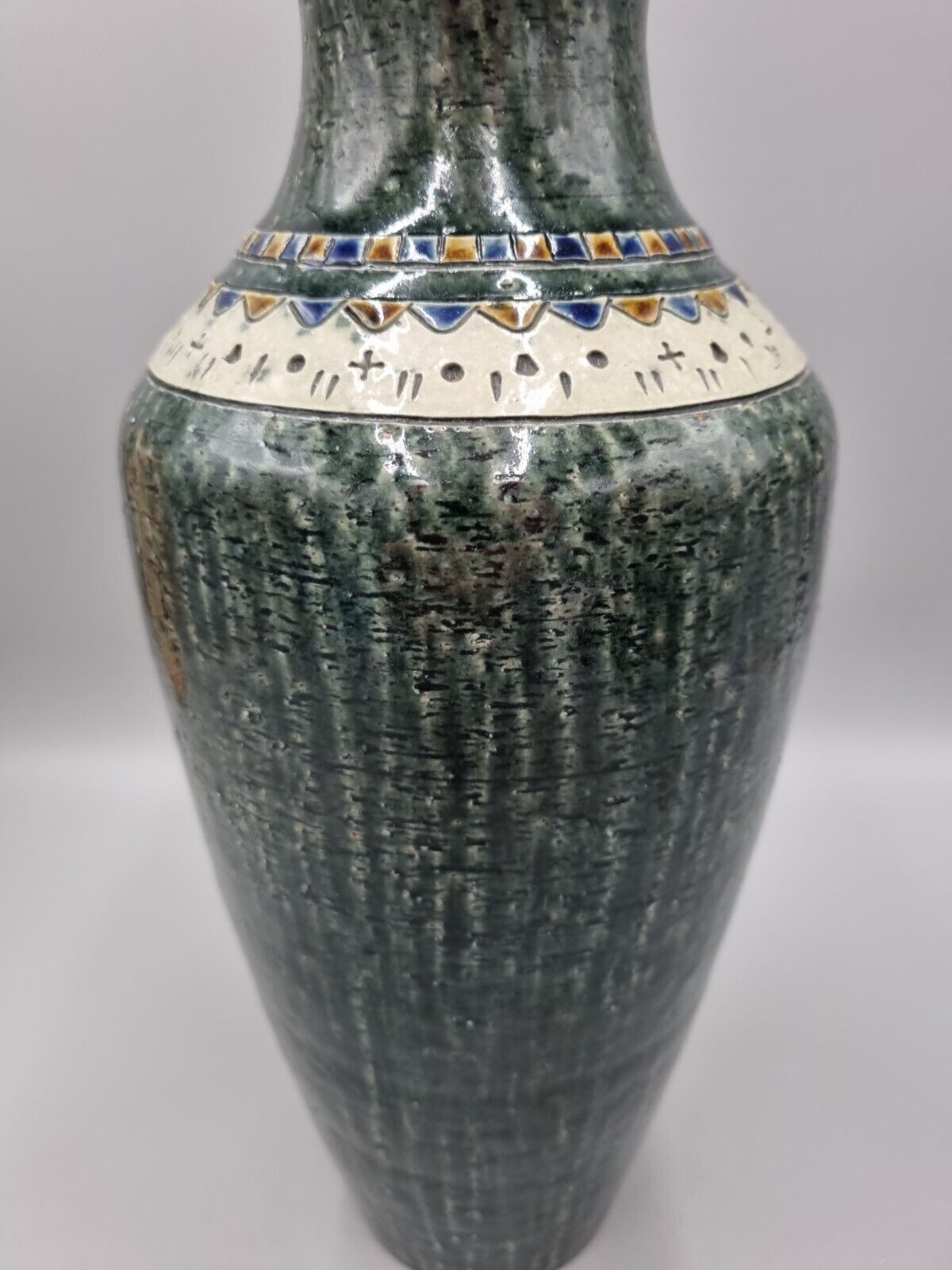 A Yngve Blixt for Hoganas Swedish MCM Ceramic Vase, Signed, H-33cm.