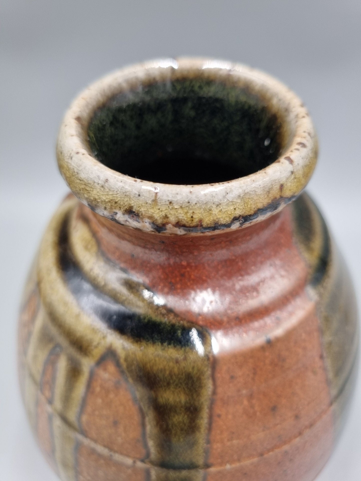 A Studio Pottery Footed Ovoid Vase By John Jelfs.