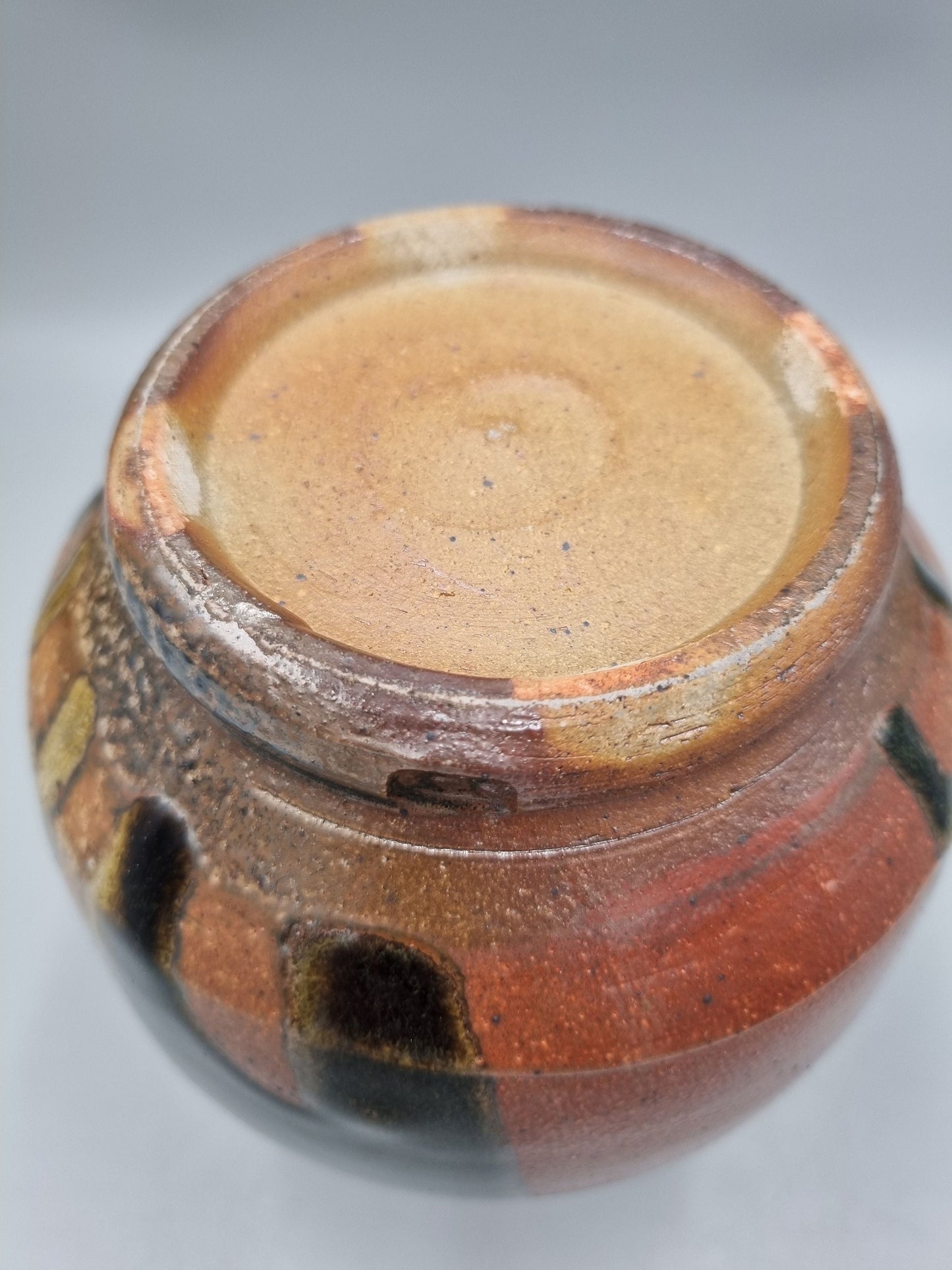 A Studio Pottery Footed Ovoid Vase By John Jelfs.