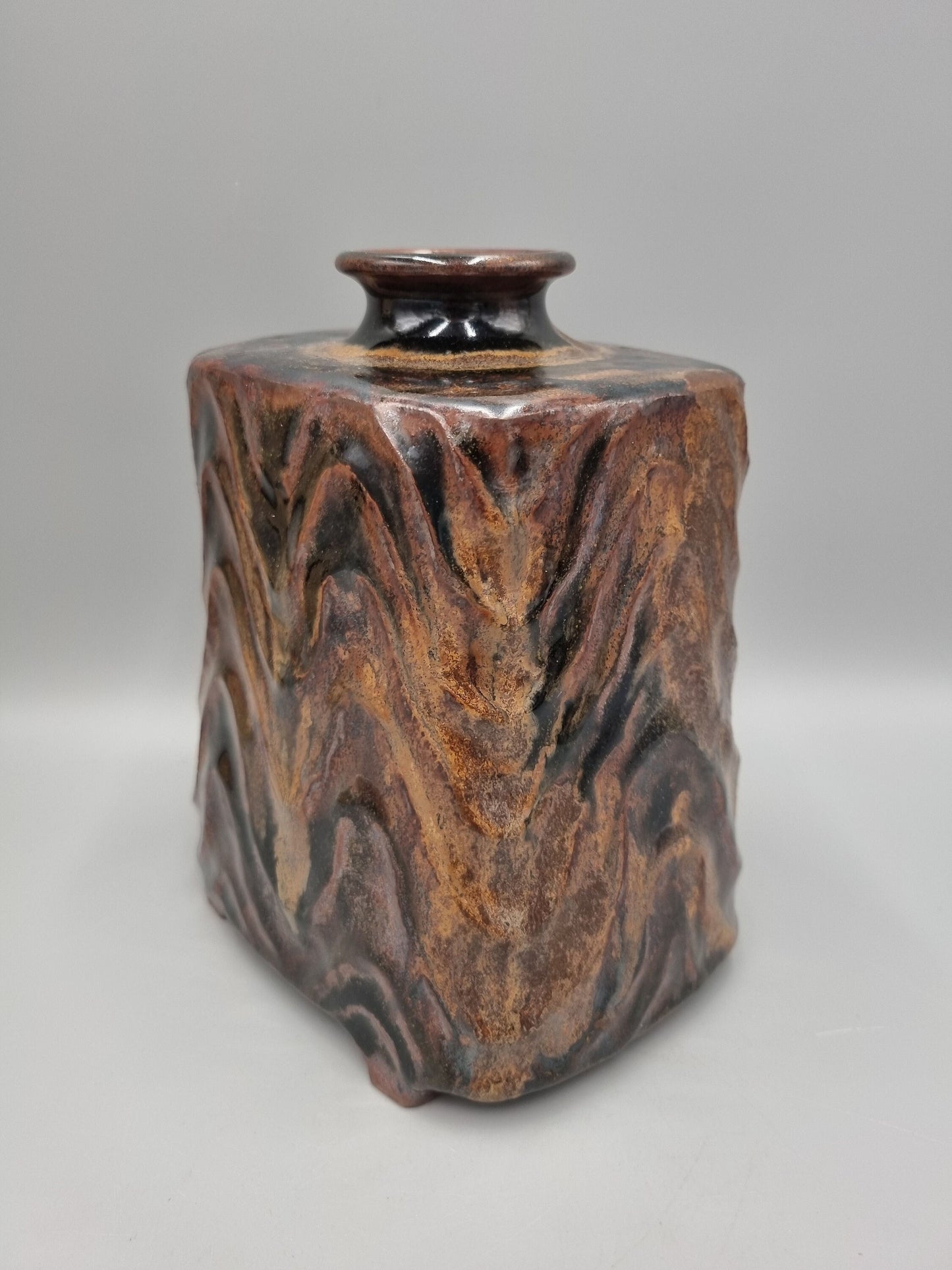 A Studio Pottery Slab Vase By Masayuki Miyajima, Japan.