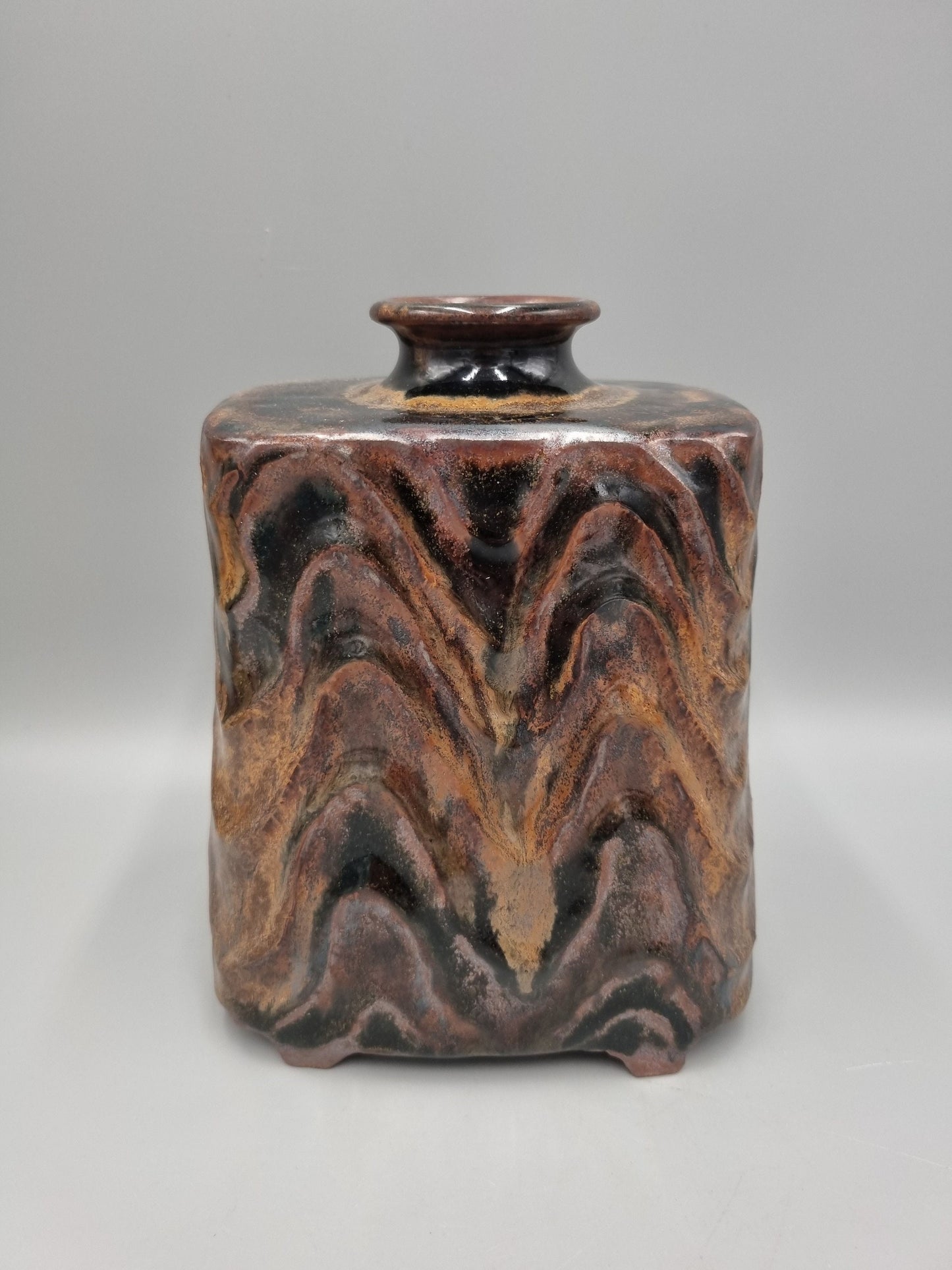 A Studio Pottery Slab Vase By Masayuki Miyajima, Japan.