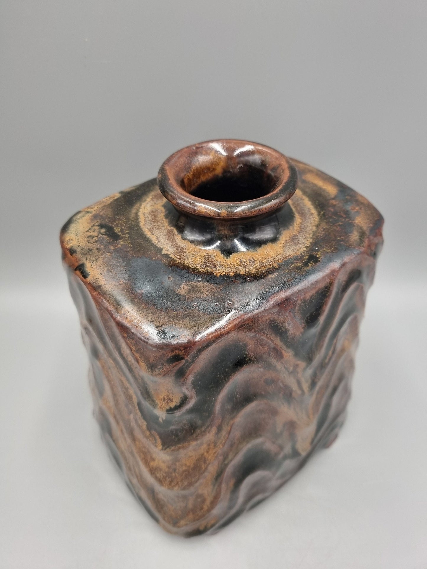 A Studio Pottery Slab Vase By Masayuki Miyajima, Japan.