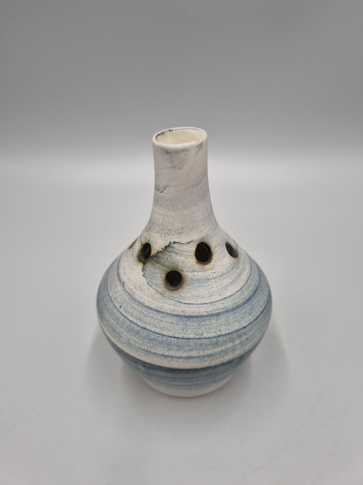 A Pair Of Carn Studio Pottery Small Pierced / Holed Posy / Bud Vase, John Beusmans, Plain.