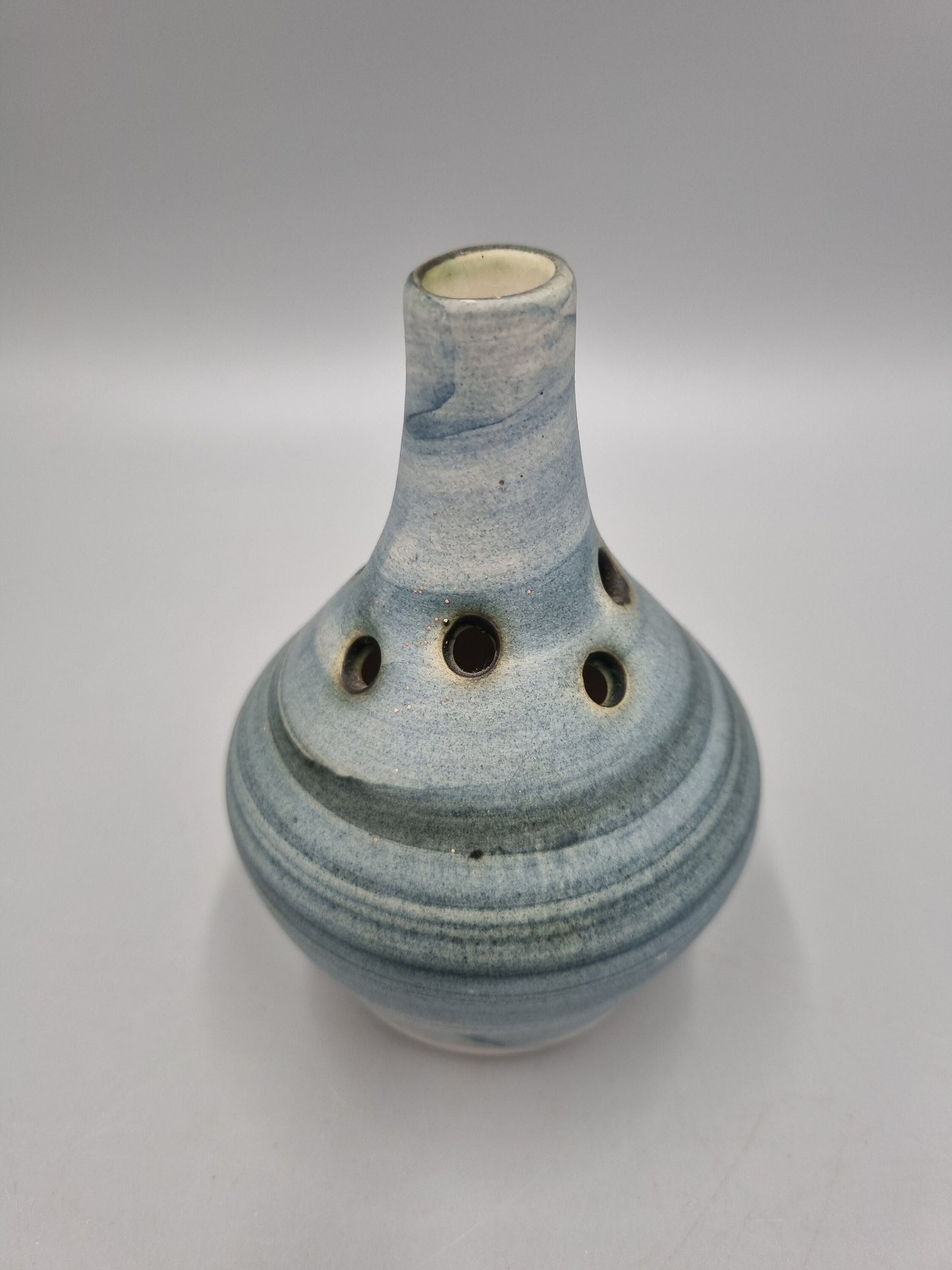 A Pair Of Carn Studio Pottery Small Pierced / Holed Posy / Bud Vase, John Beusmans, Plain.