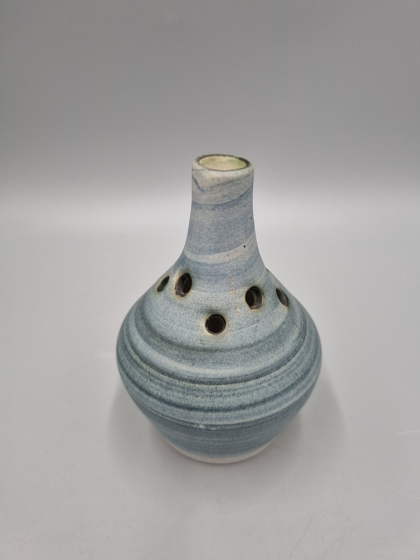 A Pair Of Carn Studio Pottery Small Pierced / Holed Posy / Bud Vase, John Beusmans, Plain.