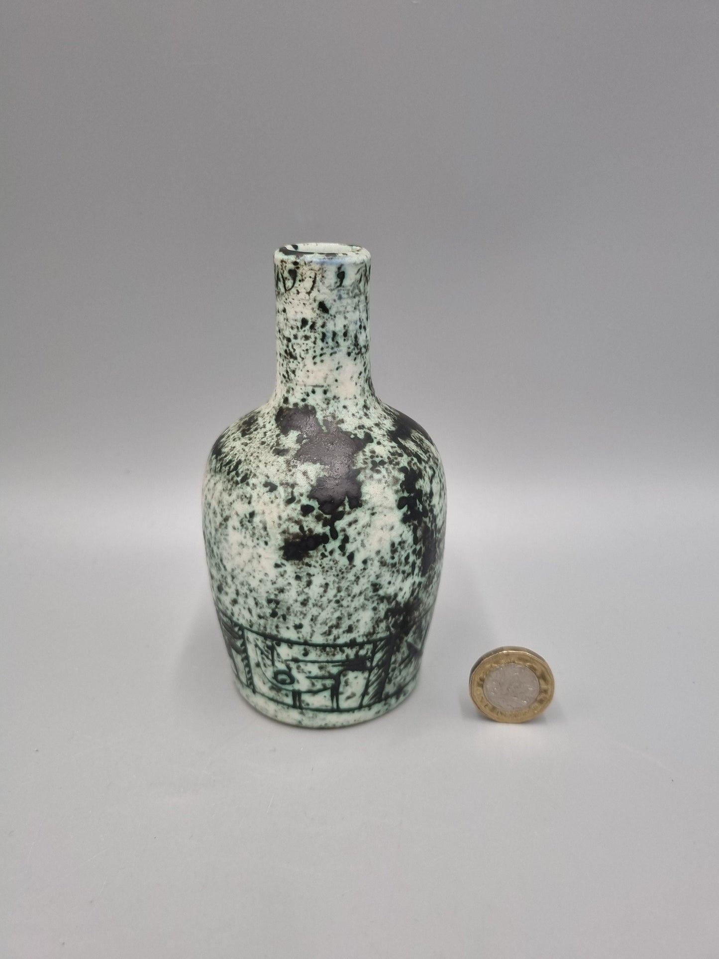 A Unique Studio Pottery Ceramic Bottle Vase By Jacques Blin.